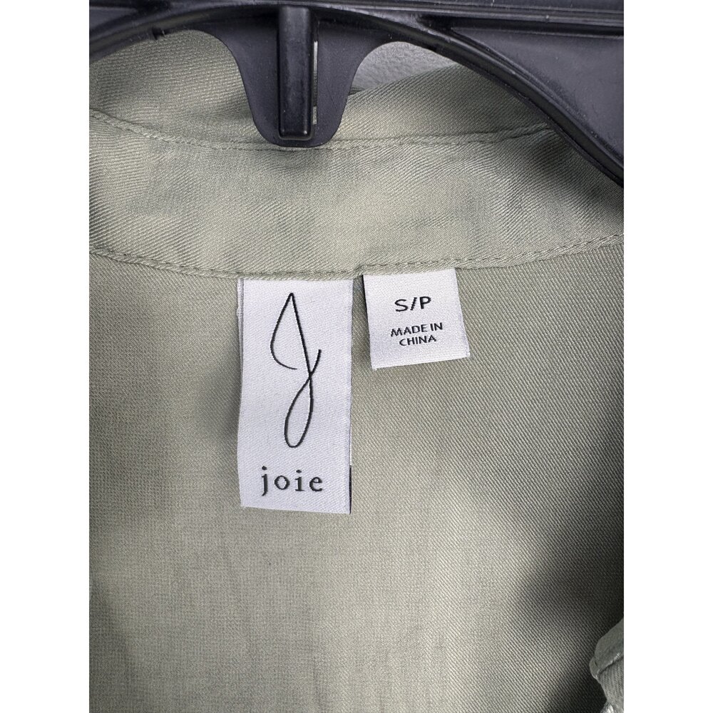 Joie Tie-Front Button Down Top S Olive Lightweight Shirt - Picture 4 of 10